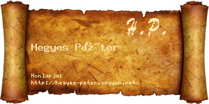 Hegyes Péter névjegykártya