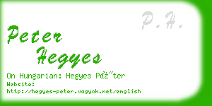 peter hegyes business card